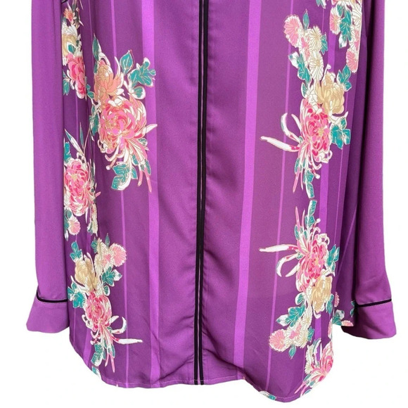 ModCloth Purple Floral “Podcast Co-Host” Blouse Size 1X - Picture 4 of 15